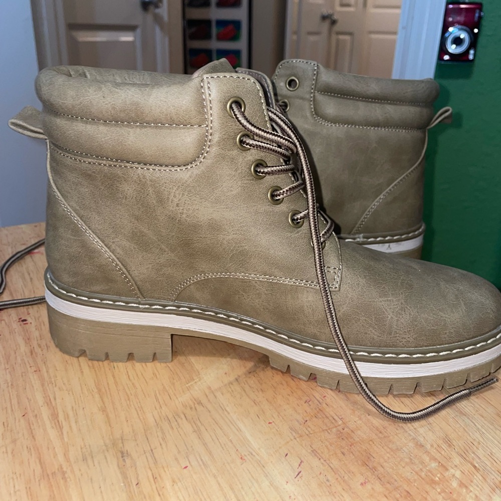 Jessica Cline Tan Hiker Boots